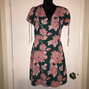 J. Crew Mercantile Green and Pink Floral Print Dress